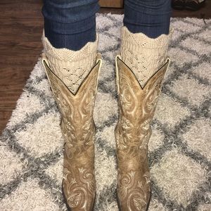 Tan & black boot socks/ leg warmers